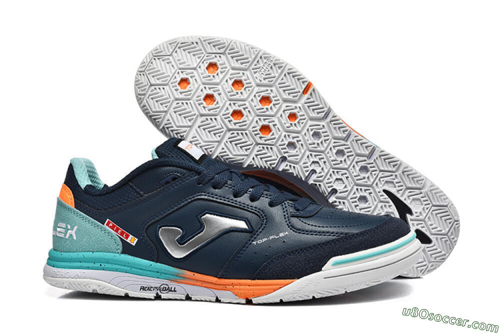 Joma Top Flex IC Indoor & Futsal Soccer Shoes - Navy/Coral Blue/Orange Splash 1
