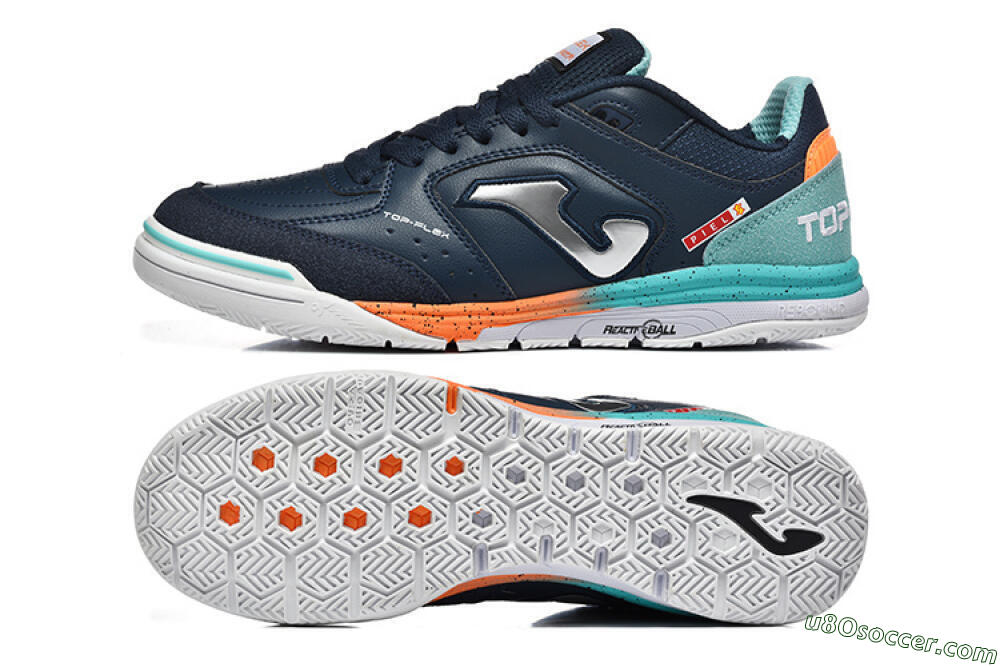 Joma Top Flex IC Indoor & Futsal Soccer Shoes - Navy/Coral Blue/Orange Splash 0