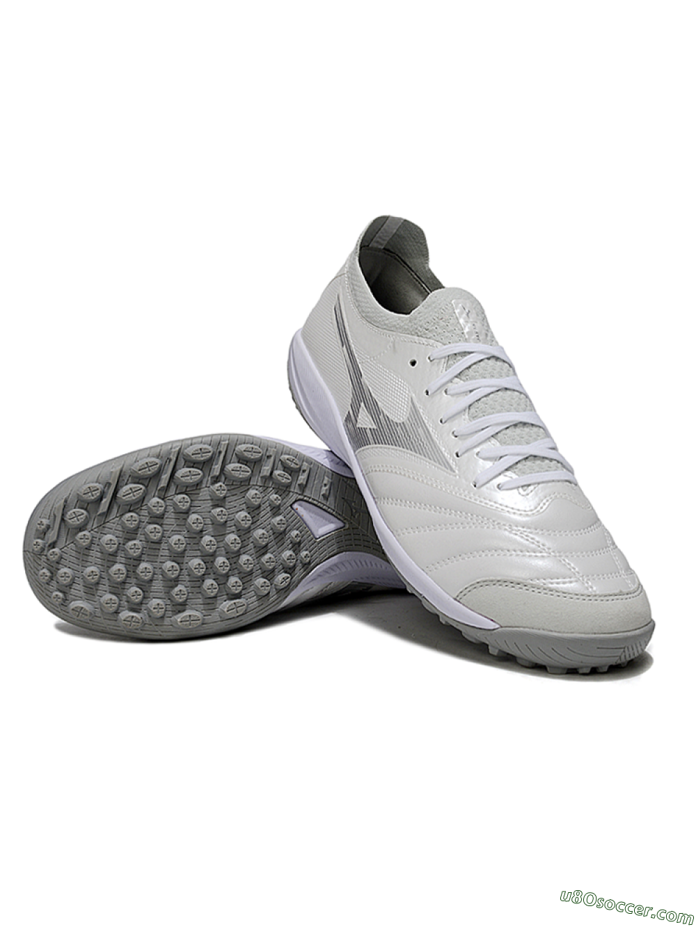Mizuno Morelia Neo 4 TF Artificial Turf Soccer Shoes - White/Silver Mist/Carbon Gray 3