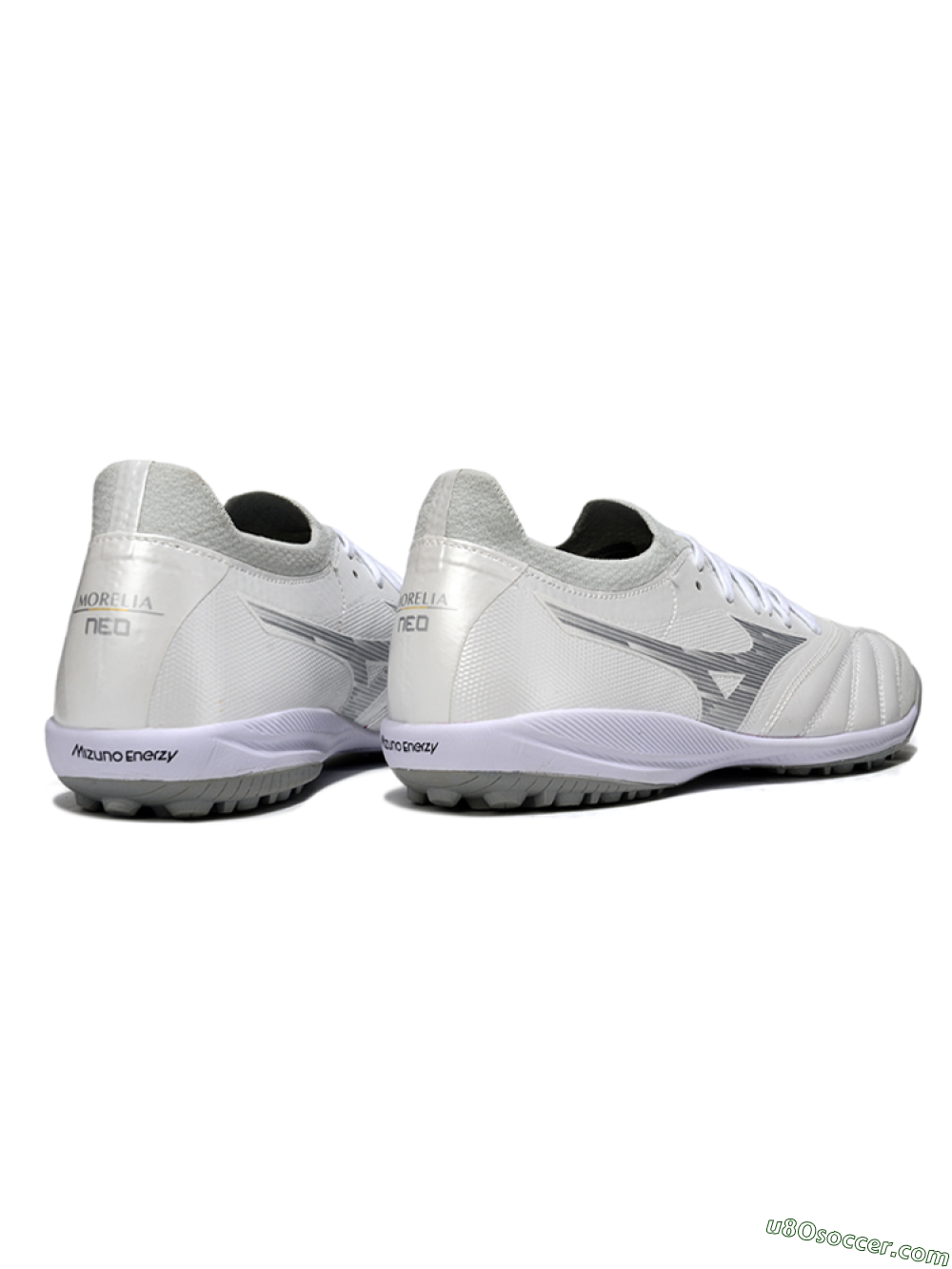 Mizuno Morelia Neo 4 TF Artificial Turf Soccer Shoes - White/Silver Mist/Carbon Gray 6