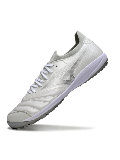 Mizuno Morelia Neo 4 TF Artificial Turf Soccer Shoes - White/Silver Mist/Carbon Gray