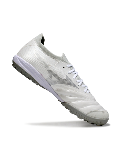 Mizuno Morelia Neo 4 TF Artificial Turf Soccer Shoes - White/Silver Mist/Carbon Gray