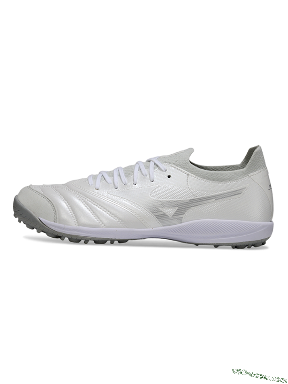 Mizuno Morelia Neo 4 TF Artificial Turf Soccer Shoes - White/Silver Mist/Carbon Gray 2