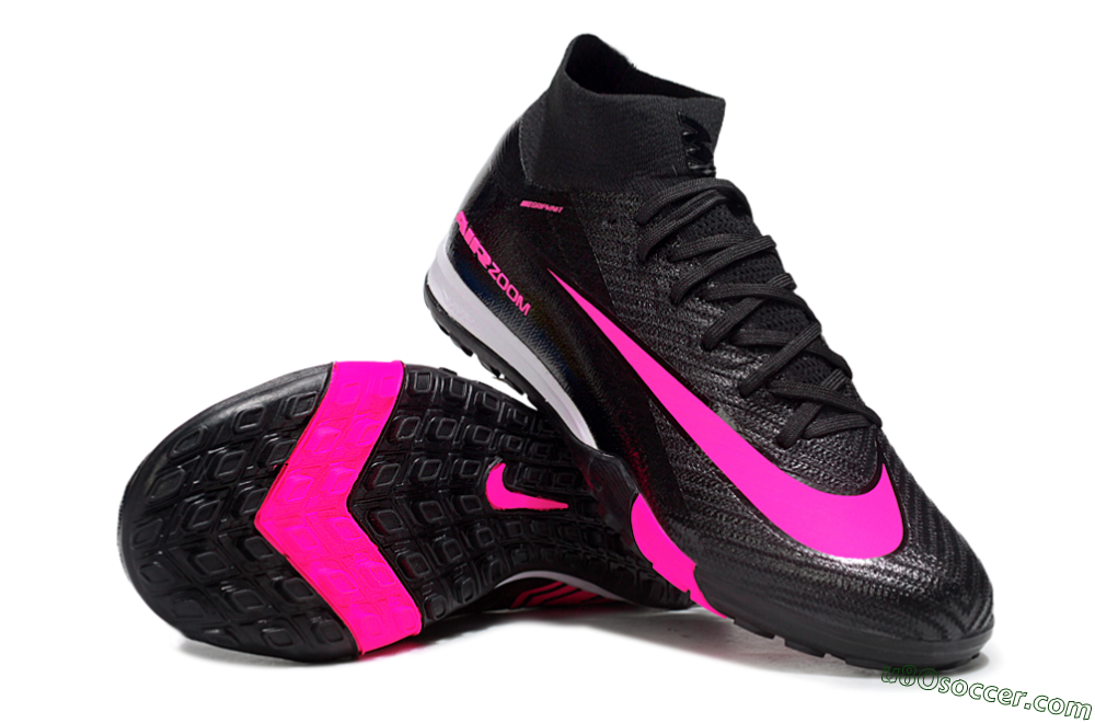 Nike Air Zoom Mercurial Superfly 10 Elite TF Artificial Turf Soccer Shoes - Black/Neon Pink/Charcoal Grey 0