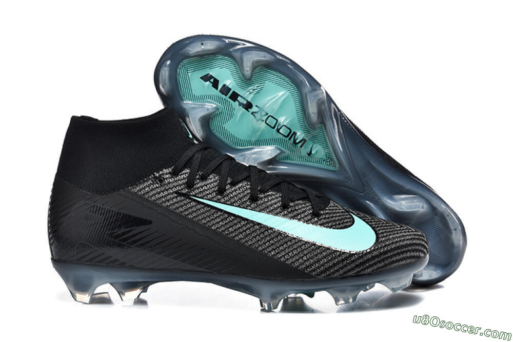 Nike Air Zoom Mercurial Superfly 10 Elite FG Firm Ground Soccer Cleats - Black/Ice Blue/Charcoal Gray 1