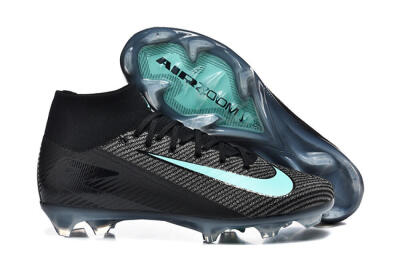 Nike Air Zoom Mercurial Superfly 10 Elite FG Firm Ground Soccer Cleats - Black/Ice Blue/Charcoal Gray
