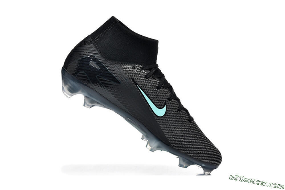 Nike Air Zoom Mercurial Superfly 10 Elite FG Firm Ground Soccer Cleats - Black/Ice Blue/Charcoal Gray 7