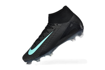 Nike Air Zoom Mercurial Superfly 10 Elite FG Firm Ground Soccer Cleats - Black/Ice Blue/Charcoal Gray