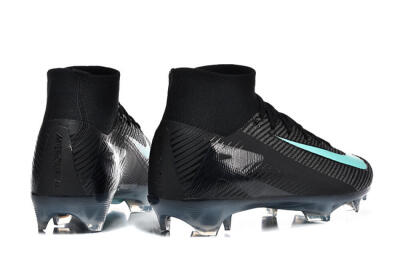 Nike Air Zoom Mercurial Superfly 10 Elite FG Firm Ground Soccer Cleats - Black/Ice Blue/Charcoal Gray