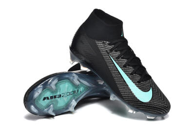Nike Air Zoom Mercurial Superfly 10 Elite FG Firm Ground Soccer Cleats - Black/Ice Blue/Charcoal Gray