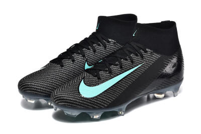 Nike Air Zoom Mercurial Superfly 10 Elite FG Firm Ground Soccer Cleats - Black/Ice Blue/Charcoal Gray