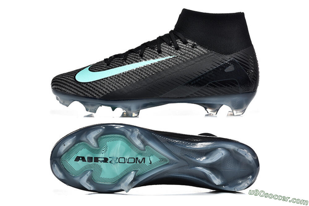 Nike Air Zoom Mercurial Superfly 10 Elite FG Firm Ground Soccer Cleats - Black/Ice Blue/Charcoal Gray 0