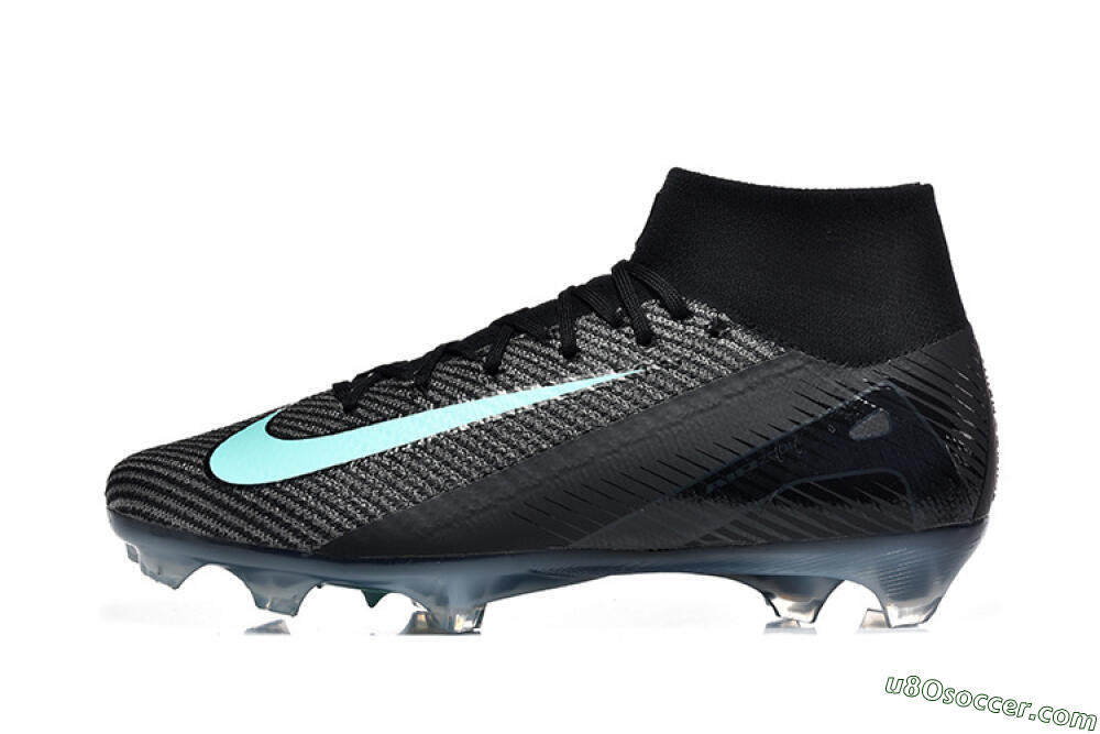 Nike Air Zoom Mercurial Superfly 10 Elite FG Firm Ground Soccer Cleats - Black/Ice Blue/Charcoal Gray 2