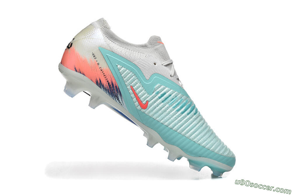 Nike Phantom 6 Low Elite FG Firm Ground Soccer Cleats - Aqua/Soft Blue/Coral Pink 7
