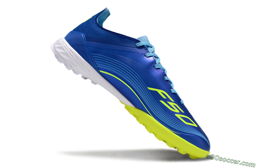 Messi x Adidas F50 Pro TF Artificial Turf Soccer Shoes - Blue/Electric Blue/Lime Green 4