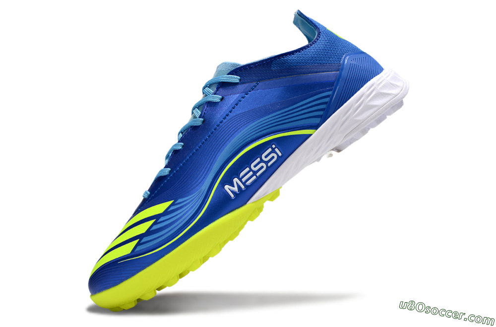 Messi x Adidas F50 Pro TF Artificial Turf Soccer Shoes - Blue/Electric Blue/Lime Green 5