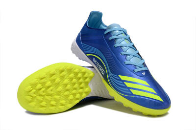 Messi x Adidas F50 Pro TF Artificial Turf Soccer Shoes - Blue/Electric Blue/Lime Green