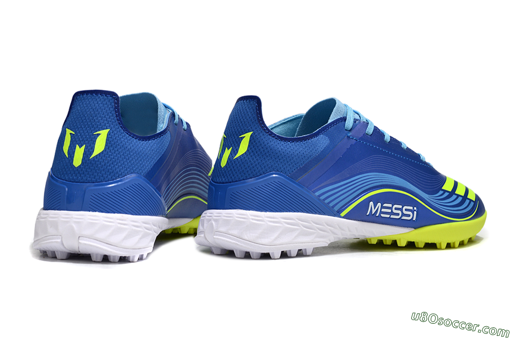 Messi x Adidas F50 Pro TF Artificial Turf Soccer Shoes - Blue/Electric Blue/Lime Green 6