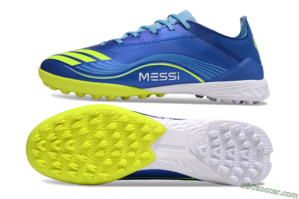 Messi x Adidas F50 Pro TF Artificial Turf Soccer Shoes - Blue/Electric Blue/Lime Green 0
