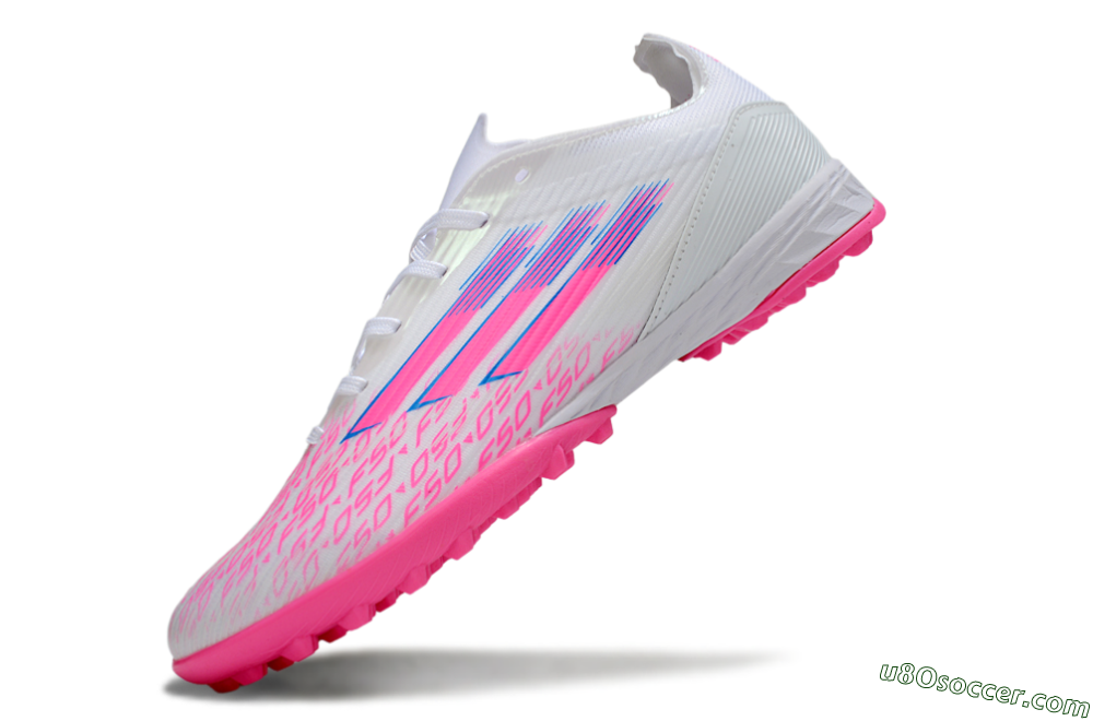 Adidas F50 Elite TF Artificial Turf Soccer Shoes - White/Bright Pink/Light Blue 6