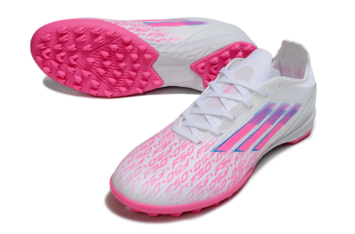 Adidas F50 Elite TF Artificial Turf Soccer Shoes - White/Bright Pink/Light Blue