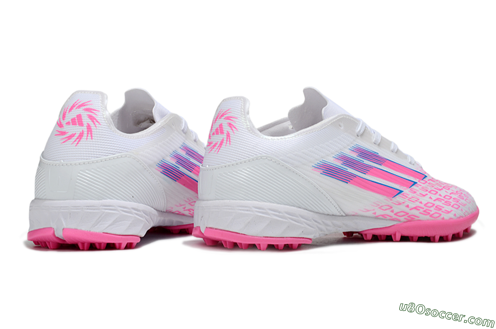 Adidas F50 Elite TF Artificial Turf Soccer Shoes - White/Bright Pink/Light Blue 7