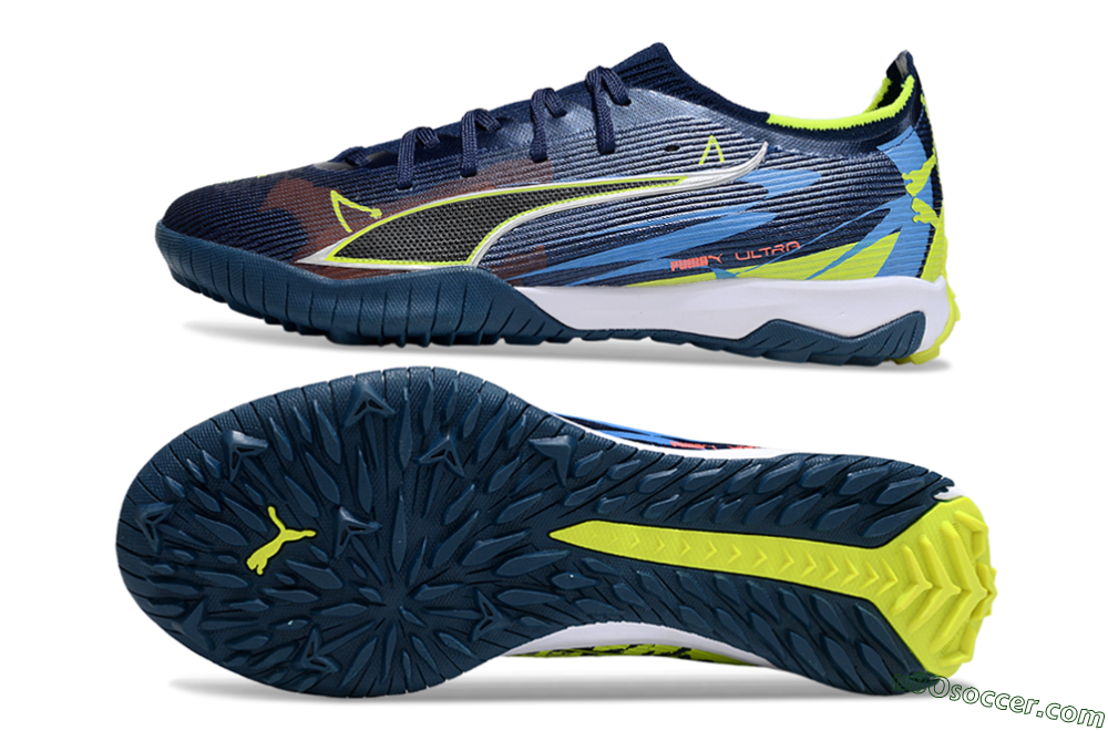 Puma Ultra Ultimate TF Artificial Turf Soccer Shoes - Blue/Neon Green/Orange 0