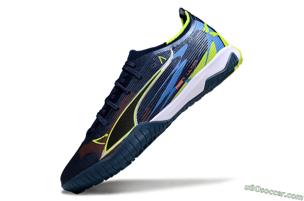 Puma Ultra Ultimate TF Artificial Turf Soccer Shoes - Blue/Neon Green/Orange 5