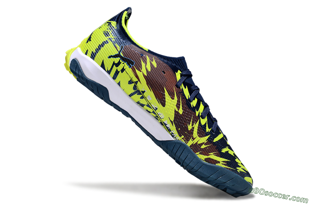 Puma Ultra Ultimate TF Artificial Turf Soccer Shoes - Blue/Neon Green/Orange 4