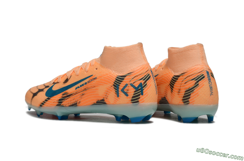 Nike Air Zoom Mercurial Superfly 10 Elite FG Firm Ground Soccer Cleats - Orange/Electric Blue/Soft Pink 4