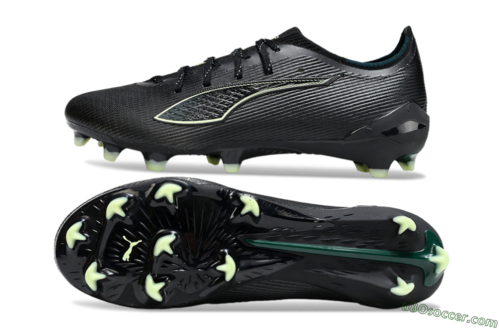 Puma Ultra Ultimate FG Firm Ground Soccer Cleats - Black/Neon Green/Charcoal Gray 0