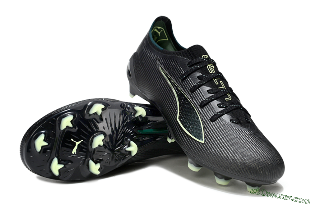 Puma Ultra Ultimate FG Firm Ground Soccer Cleats - Black/Neon Green/Charcoal Gray 3