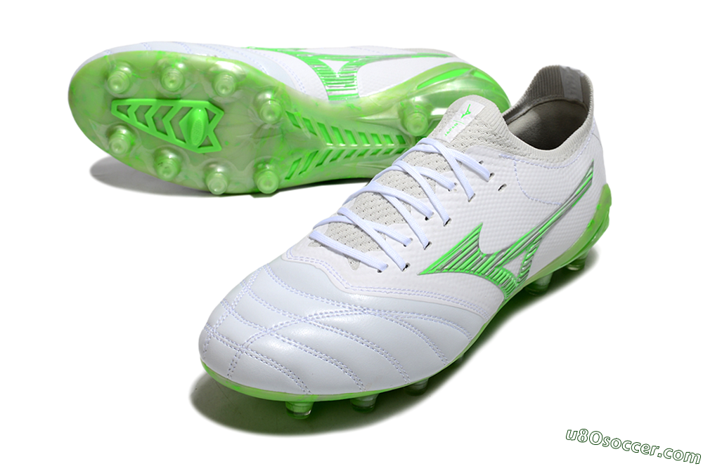 Mizuno Morelia Neo 4 FG Firm Ground Soccer Cleats - White/Lime Green/Neon Green 3