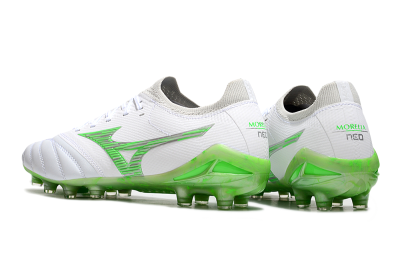 Mizuno Morelia Neo 4 FG Firm Ground Soccer Cleats - White/Lime Green/Neon Green