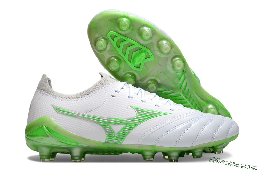 Mizuno Morelia Neo 4 FG Firm Ground Soccer Cleats - White/Lime Green/Neon Green 1