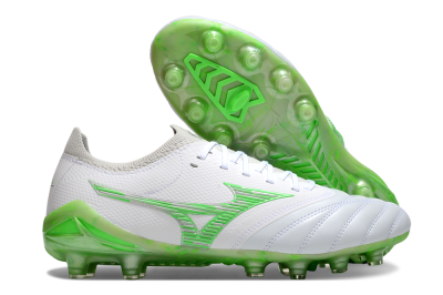 Mizuno Morelia Neo 4 FG Firm Ground Soccer Cleats - White/Lime Green/Neon Green