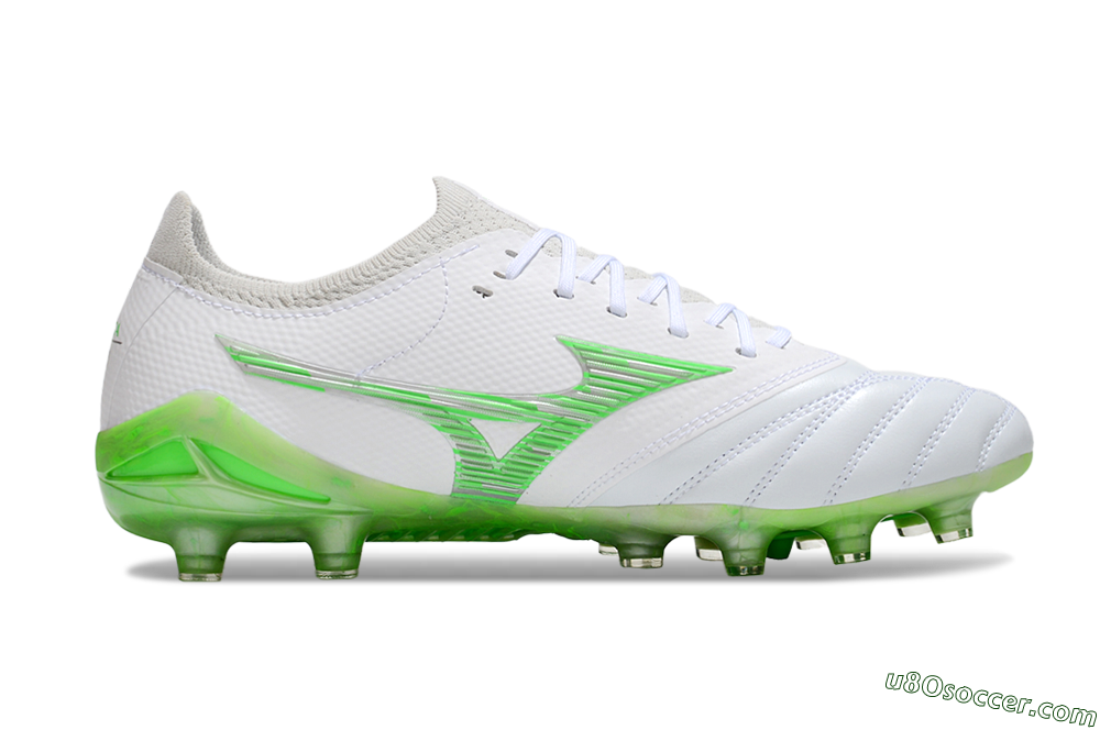 Mizuno Morelia Neo 4 FG Firm Ground Soccer Cleats - White/Lime Green/Neon Green 5