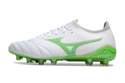 Mizuno Morelia Neo 4 FG Firm Ground Soccer Cleats - White/Lime Green/Neon Green