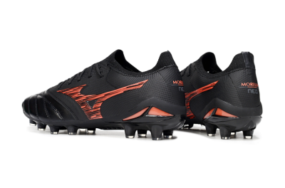 Mizuno Morelia Neo 4 FG Firm Ground Soccer Cleats - Black/Fiery Red/Graphite Black