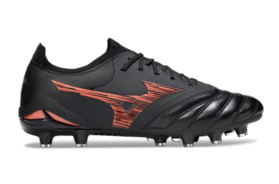 Mizuno Morelia Neo 4 FG Firm Ground Soccer Cleats - Black/Fiery Red/Graphite Black