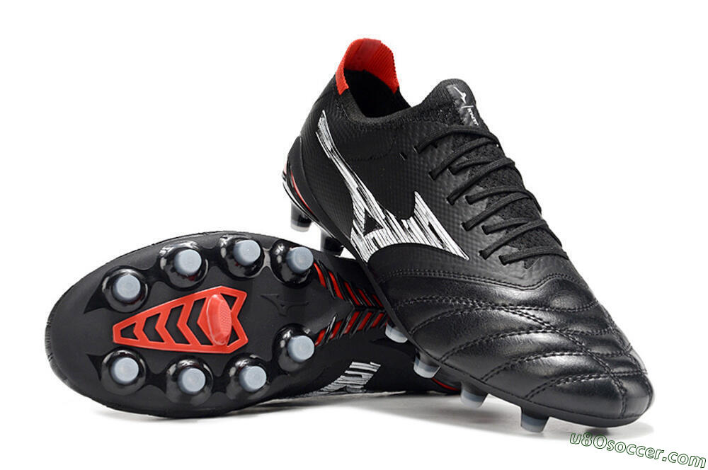 Mizuno Morelia Neo 4 FG Firm Ground Soccer Cleats - Black/Crimson Red/Steel Gray 0