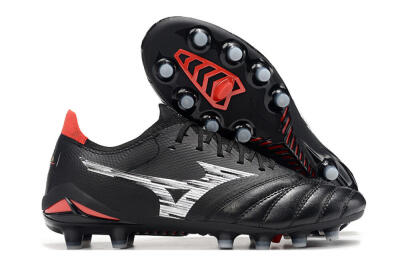 Mizuno Morelia Neo 4 FG Firm Ground Soccer Cleats - Black/Crimson Red/Steel Gray
