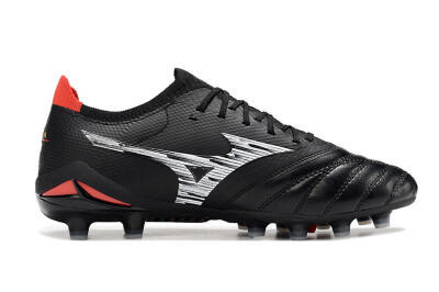 Mizuno Morelia Neo 4 FG Firm Ground Soccer Cleats - Black/Crimson Red/Steel Gray