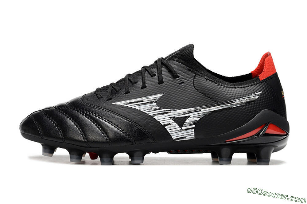 Mizuno Morelia Neo 4 FG Firm Ground Soccer Cleats - Black/Crimson Red/Steel Gray 2