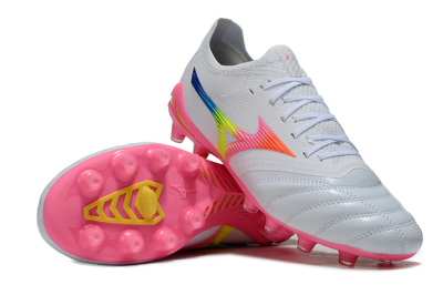 Mizuno Morelia Neo 4 FG Firm Ground Soccer Cleats - White/Vibrant Pink/Neon Yellow