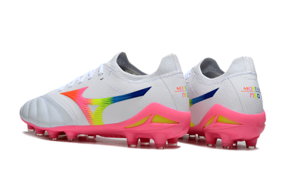 Mizuno Morelia Neo 4 FG Firm Ground Soccer Cleats - White/Vibrant Pink/Neon Yellow