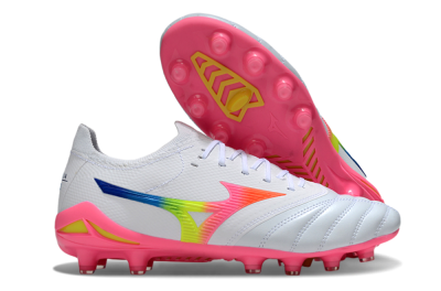 Mizuno Morelia Neo 4 FG Firm Ground Soccer Cleats - White/Vibrant Pink/Neon Yellow