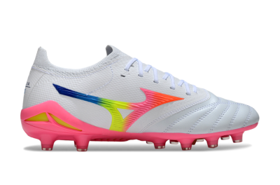 Mizuno Morelia Neo 4 FG Firm Ground Soccer Cleats - White/Vibrant Pink/Neon Yellow