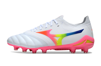 Mizuno Morelia Neo 4 FG Firm Ground Soccer Cleats - White/Vibrant Pink/Neon Yellow