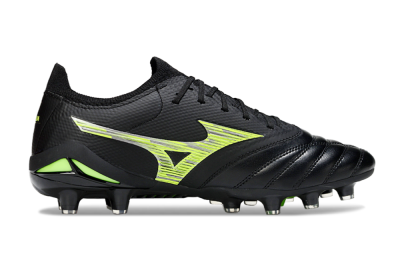 Mizuno Morelia Neo 4 FG Firm Ground Soccer Cleats - Black/Vibrant Green/Neon Yellow